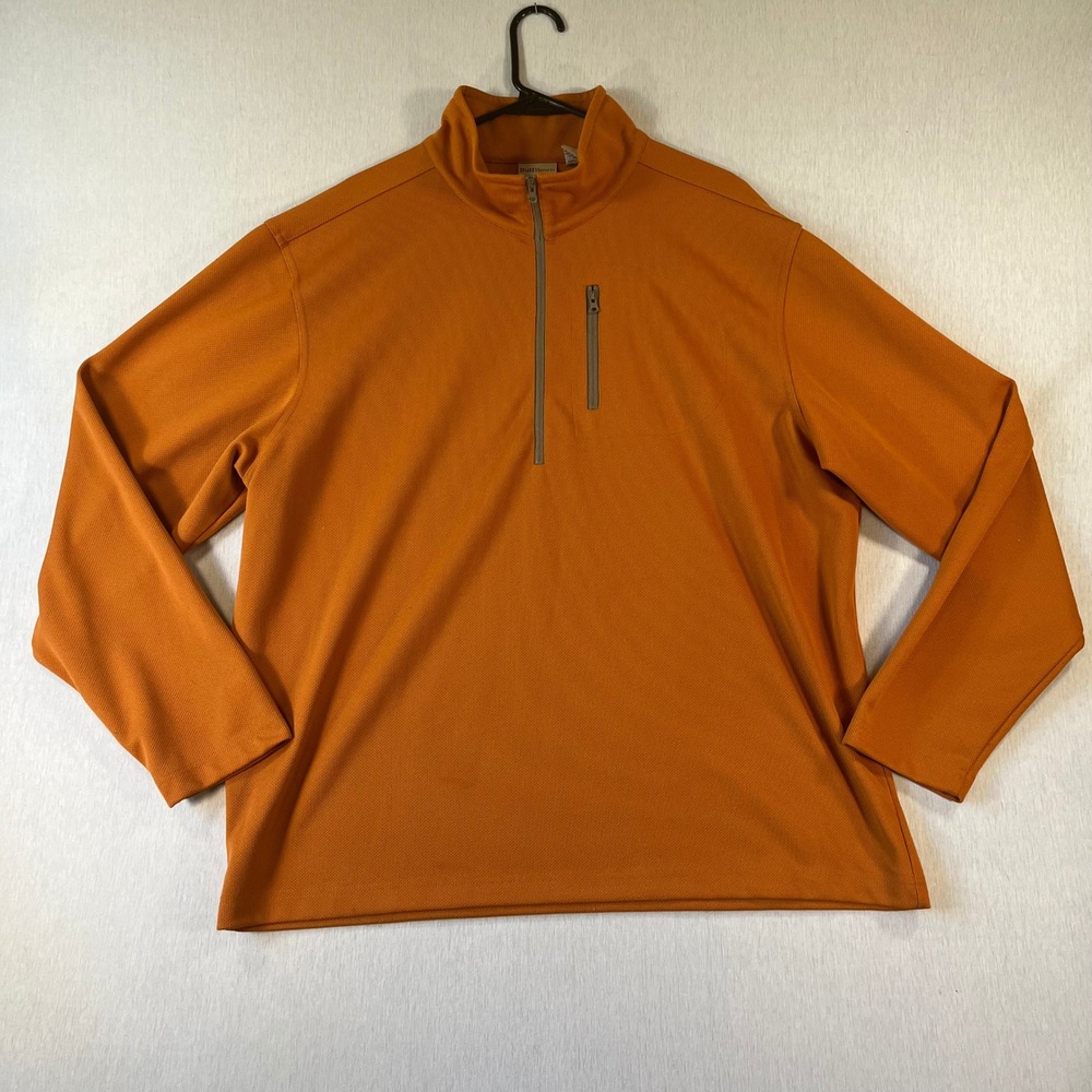 Vintage RuffHewn Mens XL Quarter Zip Burnt Orange Pullover Textured Waffle Knit